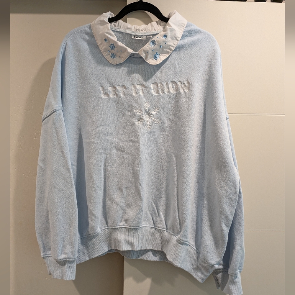 Dior Light Blue Sweatshirt with Embroidered Collar